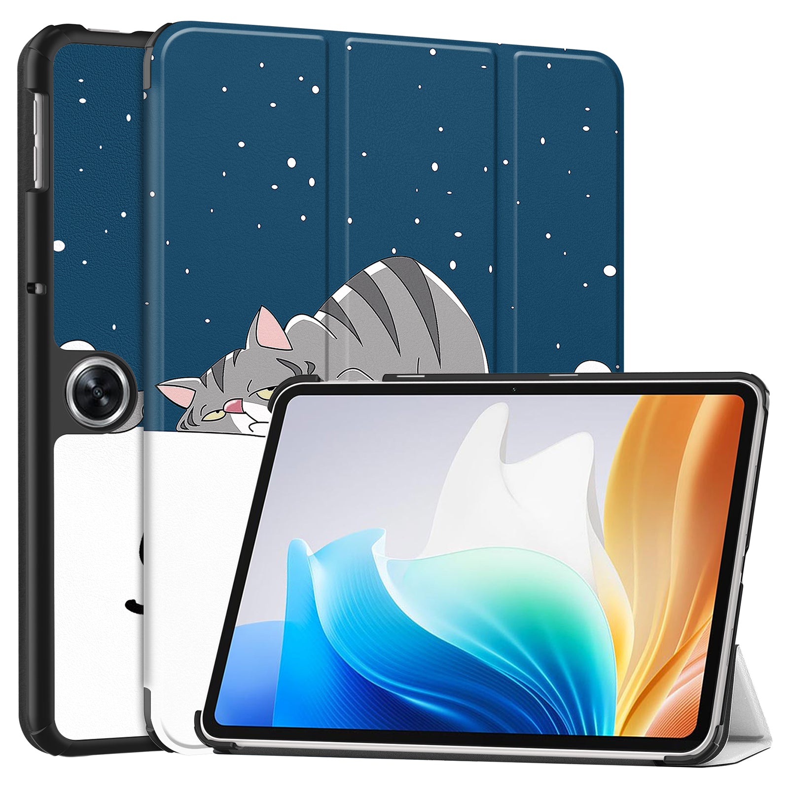For Oppo Pad Air 2 Tablet Case Trifold Stand Pattern Printing Drop-proof Cover For Oppo Pad Air 2 Tablet Case Trifold Stand Pattern Printing Drop-proof Cover